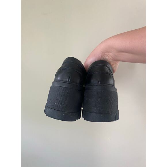 Steve Madden Beth Chunky Heel Platform Leather Loafers- Size 7 (6)Black Women's - Picture 7 of 7